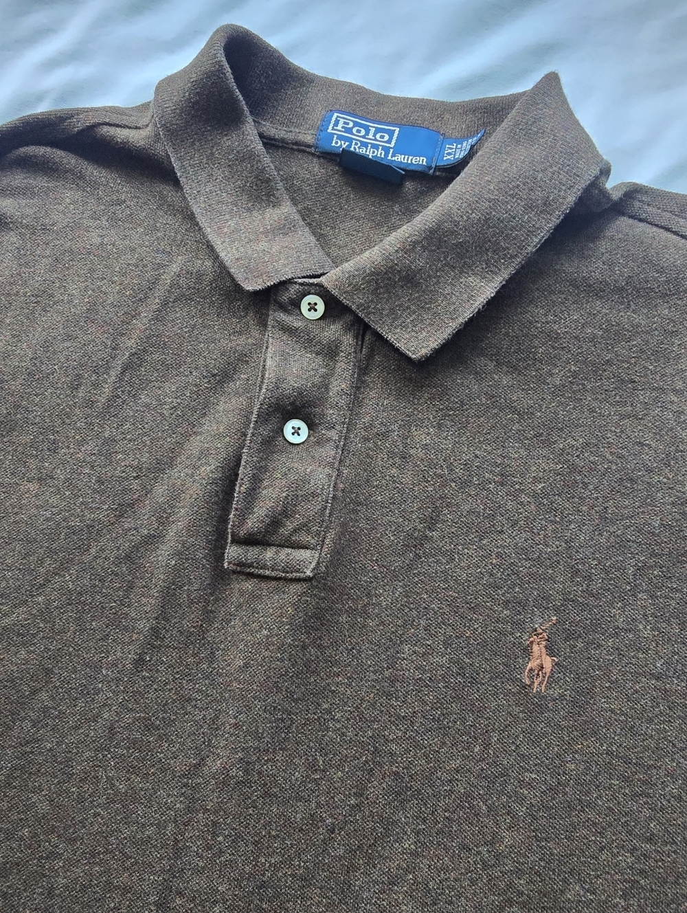 Polo Ralph Lauren Custom Fit Long Sleeve Polo Shirt Brown Men’s 2XL
